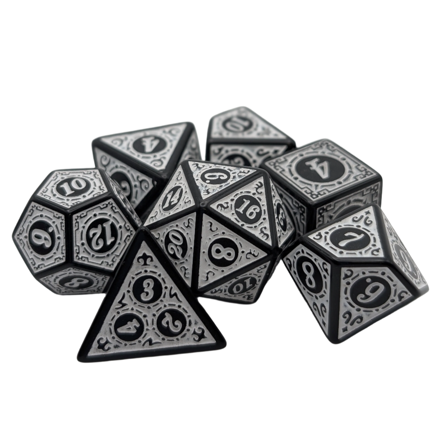 Magic Flame (White) - "Enchanted Zen" - 7 Piece DnD Dice Set | Acrylic RPG Gaming Dice