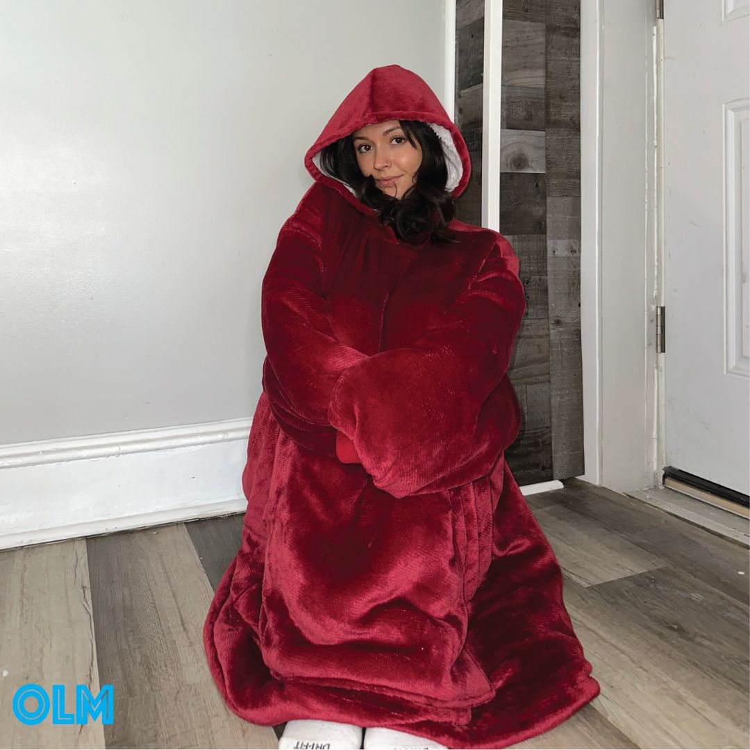 Wearable Sherpa Blanket Hoodie oversize for Kids & Adults | OLM Toys